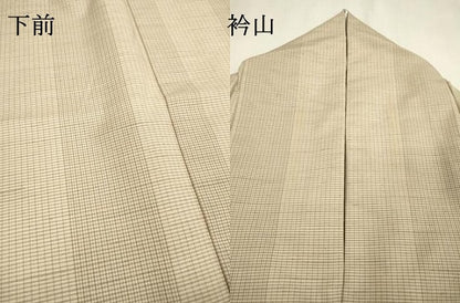 平和屋着物▽柿渋紬　単衣　粋　柿渋染　間道　証紙付き　正絹　逸品　DABD5927fe