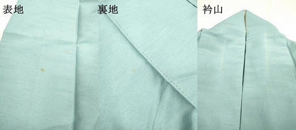 平和屋着物▽結城紬　単衣　水色　正絹　逸品　DABD5938fe