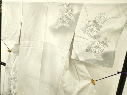 平和屋着物▽訪問着　単衣　刺繍　手描き　枝花に休み鳥　暈し染　金彩　正絹　逸品　DABD5943fe