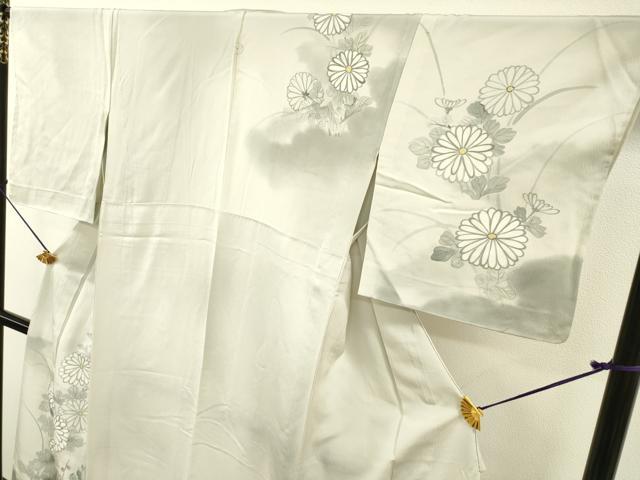 平和屋着物▽訪問着　単衣　刺繍　手描き　枝花に休み鳥　暈し染　金彩　正絹　逸品　DABD5943fe