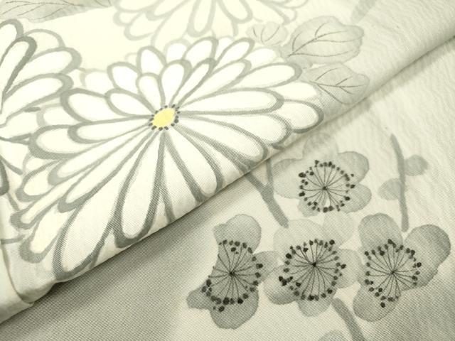平和屋着物▽訪問着　単衣　刺繍　手描き　枝花に休み鳥　暈し染　金彩　正絹　逸品　DABD5943fe