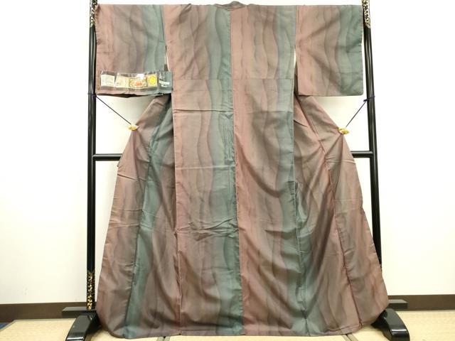 平和屋着物●本場縞大島紬　立涌文様　やまと誂製　証紙付き　正絹　逸品　DABD5952fe