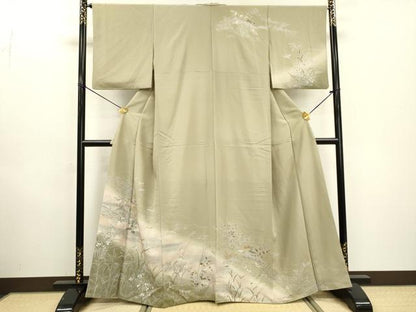 平和屋着物●訪問着　友禅　群れ鶴花文　暈し染　正絹　逸品　DABD5956fe