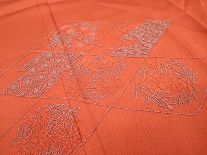 平和屋着物▼中国三大刺繍 相良刺繍 総刺繍 訪問着 吉祥花菱文 正絹 逸品 DABD5965fe