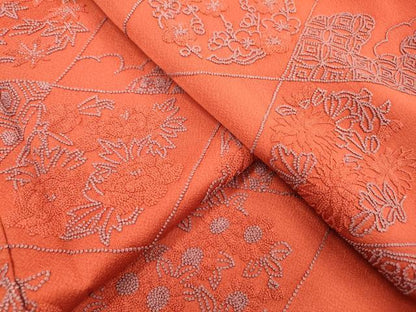 平和屋着物▼中国三大刺繍 相良刺繍 総刺繍 訪問着 吉祥花菱文 正絹 逸品 DABD5965fe