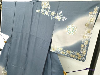 平和屋着物▼訪問着　鳳凰更紗花唐草文　暈し染　金銀彩　正絹　逸品　DABD5970fe