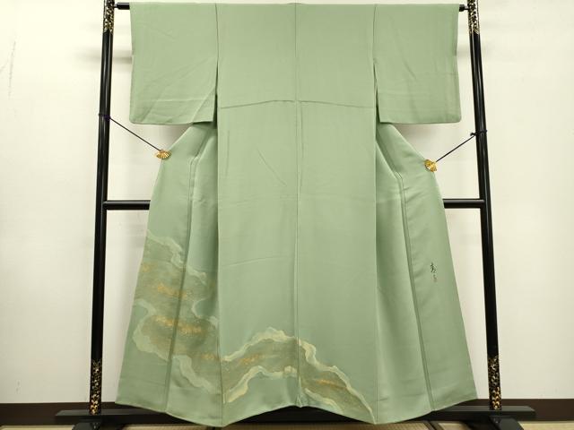 平和屋着物▼京友禅の第一人者 松井青々 色留袖 寿光織 道長文様 金糸 正絹 逸品 DABD5973fe