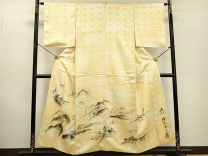平和屋着物▼豪華色留袖 作家物 手描き 桐菊地紋 風景文 暈し染 正絹 逸品 DABD5977fe