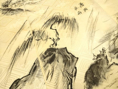 平和屋着物▼豪華色留袖 作家物 手描き 桐菊地紋 風景文 暈し染 正絹 逸品 DABD5977fe