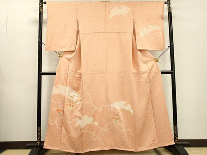 平和屋着物▼訪問着　絞り　刺繍　扇面花文　正絹　逸品　DABD5978fe