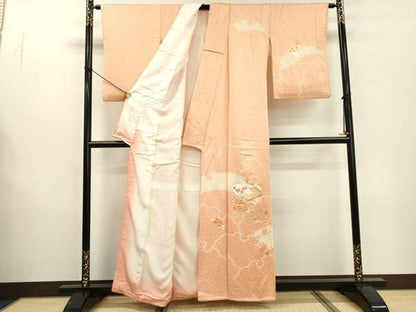 平和屋着物▼訪問着　絞り　刺繍　扇面花文　正絹　逸品　DABD5978fe