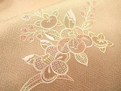 平和屋着物▼中国三大刺繍 スワトウ刺繍 汕頭刺繍 総刺繍 訪問着 橘花文 暈し染 正絹 逸品 DABD5989fe