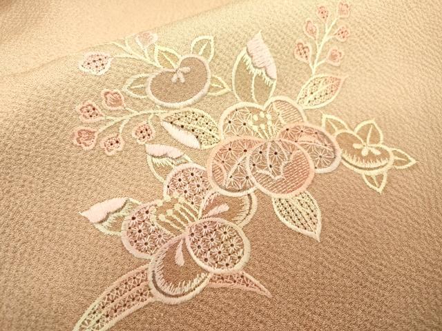 平和屋着物▼中国三大刺繍 スワトウ刺繍 汕頭刺繍 総刺繍 訪問着 橘花文 暈し染 正絹 逸品 DABD5989fe