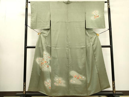 平和屋着物▼訪問着 駒刺繍 総刺繍 流水花唐草文 暈し染 正絹 逸品 DABD5991fe