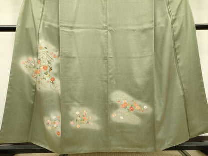 平和屋着物▼訪問着 駒刺繍 総刺繍 流水花唐草文 暈し染 正絹 逸品 DABD5991fe