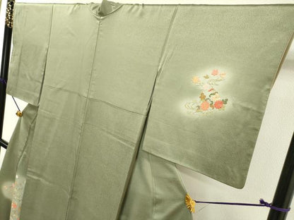 平和屋着物▼訪問着 駒刺繍 総刺繍 流水花唐草文 暈し染 正絹 逸品 DABD5991fe