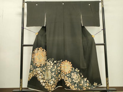 平和屋着物▼豪華黒留袖 螺鈿 正倉院花唐草文 暈し染 金銀彩 正絹 逸品 DABD5992fe