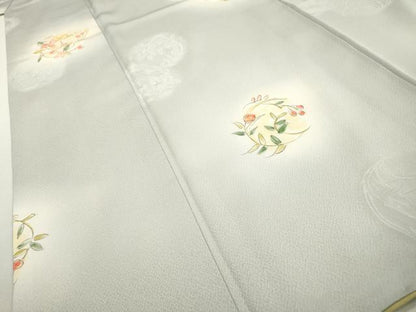 平和屋着物▼上質な小紋 地紋起こし 手描き 花丸文 暈し染 正絹 逸品 DABD5996fe