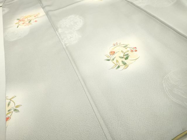 平和屋着物▼上質な小紋 地紋起こし 手描き 花丸文 暈し染 正絹 逸品 DABD5996fe