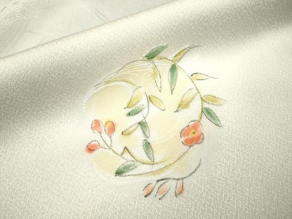 平和屋着物▼上質な小紋 地紋起こし 手描き 花丸文 暈し染 正絹 逸品 DABD5996fe