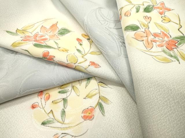 平和屋着物▼上質な小紋 地紋起こし 手描き 花丸文 暈し染 正絹 逸品 DABD5996fe