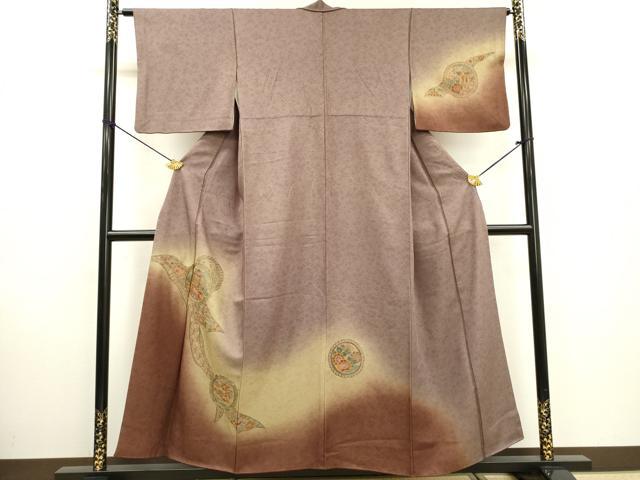 平和屋着物▼中国三大刺繍 スワトウ刺繍 汕頭刺繍 相良刺繍 総刺繍 訪問着 鬘帯御所車花絵皿文 暈し染 正絹 逸品 DABD5999fe