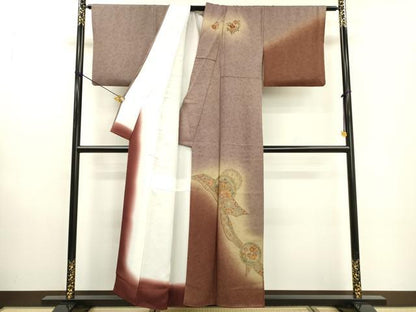 平和屋着物▼中国三大刺繍 スワトウ刺繍 汕頭刺繍 相良刺繍 総刺繍 訪問着 鬘帯御所車花絵皿文 暈し染 正絹 逸品 DABD5999fe