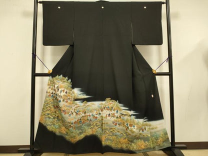 平和屋着物■豪華黒留袖　作家物　元禄絵巻　暈し染め　金彩　正絹　逸品　DABD6007du