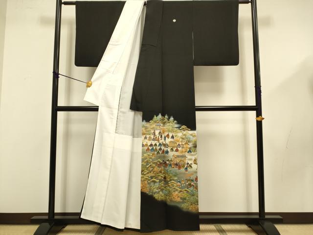 平和屋着物■豪華黒留袖　作家物　元禄絵巻　暈し染め　金彩　正絹　逸品　DABD6007du