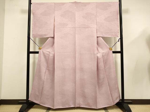 平和屋着物■上質な色無地 雲取吉祥流水地紋 鴇浅葱色 正絹 逸品 未使用 DABD6008du