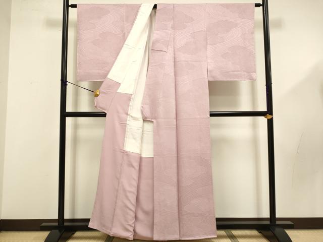 平和屋着物■上質な色無地 雲取吉祥流水地紋 鴇浅葱色 正絹 逸品 未使用 DABD6008du
