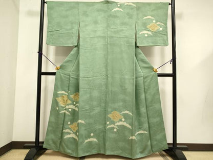 平和屋着物■訪問着 絞り 刺繍 松皮菱文 金糸 正絹 逸品 DABD6016du