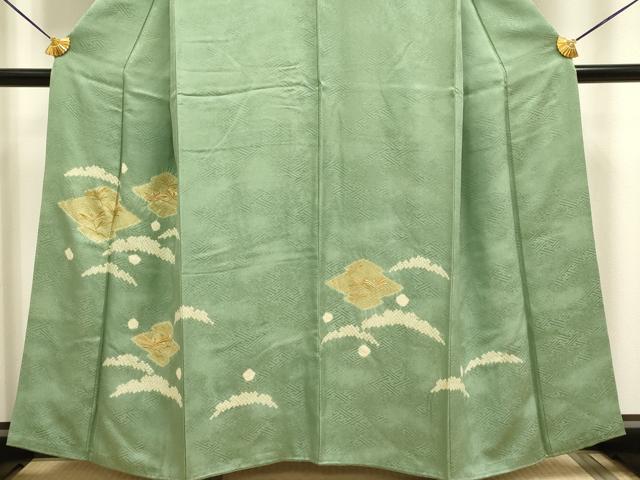 平和屋着物■訪問着 絞り 刺繍 松皮菱文 金糸 正絹 逸品 DABD6016du