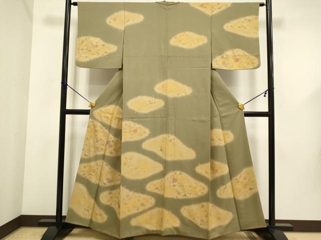 平和屋着物■訪問着 刺繍 吹き寄せ花文 金彩 正絹 逸品 DABD6019du