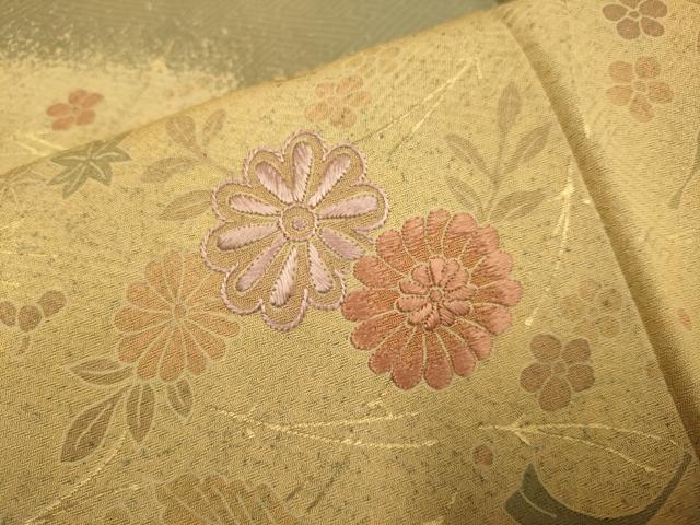 平和屋着物■訪問着 刺繍 吹き寄せ花文 金彩 正絹 逸品 DABD6019du