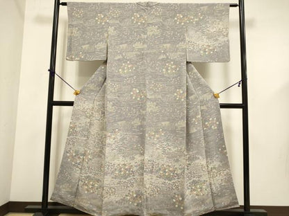 平和屋着物■訪問着 風景花文 暈し染め 鬼しぼ縮緬 正絹 逸品 DABD6024du