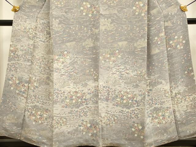 平和屋着物■訪問着 風景花文 暈し染め 鬼しぼ縮緬 正絹 逸品 DABD6024du