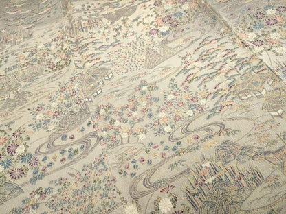 平和屋着物■訪問着 風景花文 暈し染め 鬼しぼ縮緬 正絹 逸品 DABD6024du