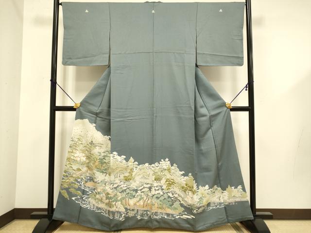 平和屋着物■豪華色留袖　駒刺繍　風景文　金彩　正絹　逸品　DABD6034du