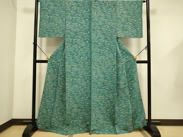 平和屋着物■上質な小紋 松 鬼しぼ縮緬 正絹 逸品 DABD6041du