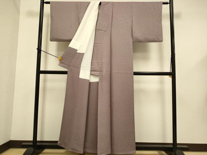 平和屋着物■上質な色無地 草花地紋 梅鼠色 正絹 逸品 DABD6042du