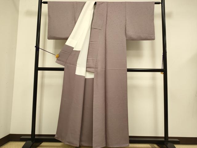 平和屋着物■上質な色無地 草花地紋 梅鼠色 正絹 逸品 DABD6042du