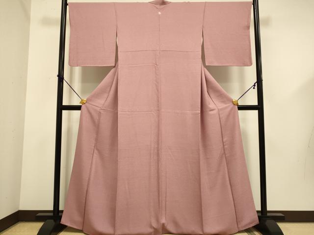 平和屋着物■上質な色無地 霞地紋 退紅色 正絹 逸品 DABD6043du
