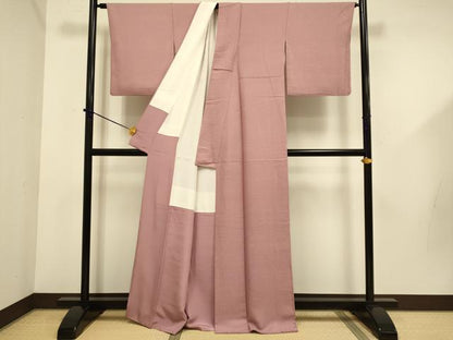 平和屋着物■上質な色無地 霞地紋 退紅色 正絹 逸品 DABD6043du