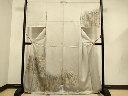 平和屋着物■訪問着 刺繍 草花文 暈し染め 金彩 正絹 逸品 DABD6047du
