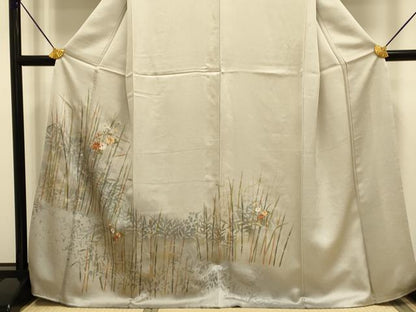 平和屋着物■訪問着 刺繍 草花文 暈し染め 金彩 正絹 逸品 DABD6047du