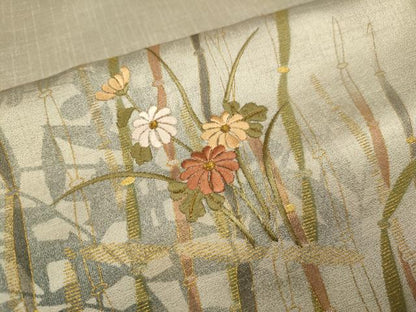 平和屋着物■訪問着 刺繍 草花文 暈し染め 金彩 正絹 逸品 DABD6047du