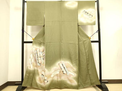 平和屋着物■訪問着 草花文 暈し染め 金銀彩 正絹 逸品 DABD6082du