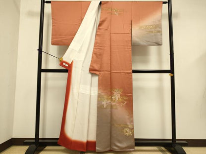 平和屋着物■訪問着 竹屋町刺繍 草花文 松竹梅 暈し染め 金彩 やまと誂製 正絹 逸品 DABD6083du