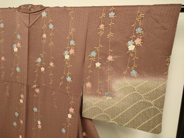 平和屋着物●訪問着　絞り　枝垂れ桜文　暈し染め　金彩　正絹　逸品　DABD6094du 平和屋着物○訪問着 枝垂れ桜文 暈し染め 金彩 正絹 逸品 AABH9691phの